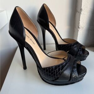 Alexandre Birman Black Peep-Toe High Heels